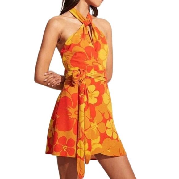 NWT Faithfull The Brand XS Size 2 Orange Yellow Surfs Up Floral Odette Mi…